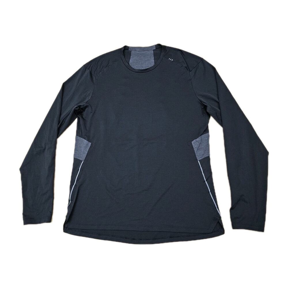 Lululemon Fast & Free Shirt Men M Long Sleeve Running Reflective Black Active